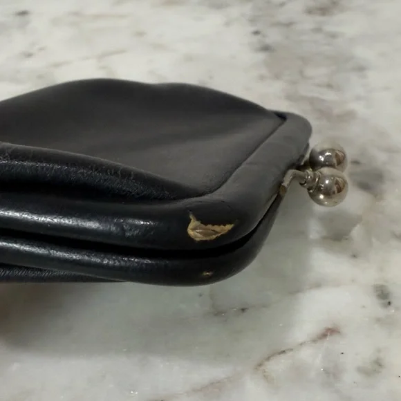 Vintage Coach Kisslock Change Purse Coin Wallet Black Leather 80’s - Picture 4 of 4